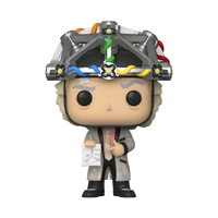 Funko pop action figure of the eleventh doctor wearing a silver black time lord helmet holding a blueprint from toys games collection