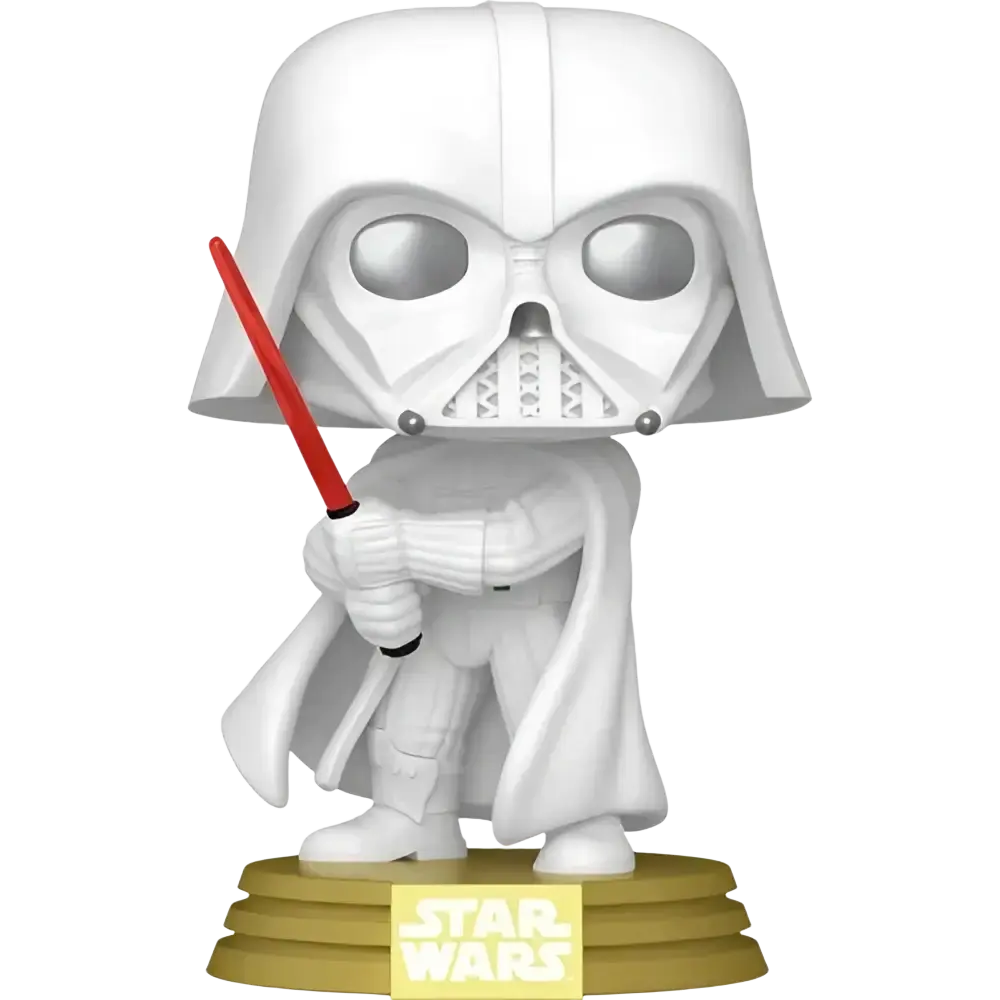 Funko Pop Darth Vader Infinities Star Wars Legends white vinyl figure holding red lightsaber in window display box