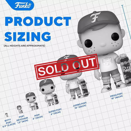 Funko Pop figure sizing chart.