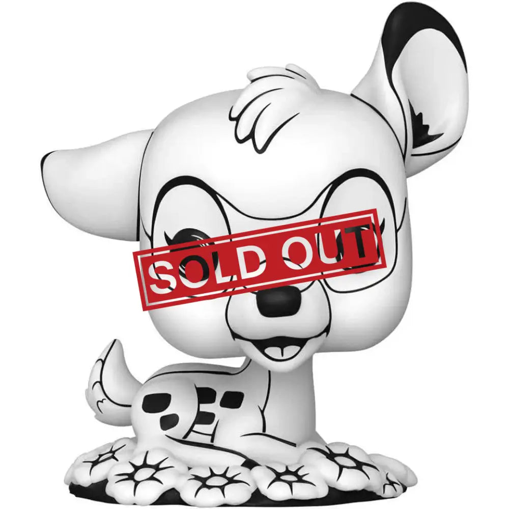 Black and white Bambi figurine.