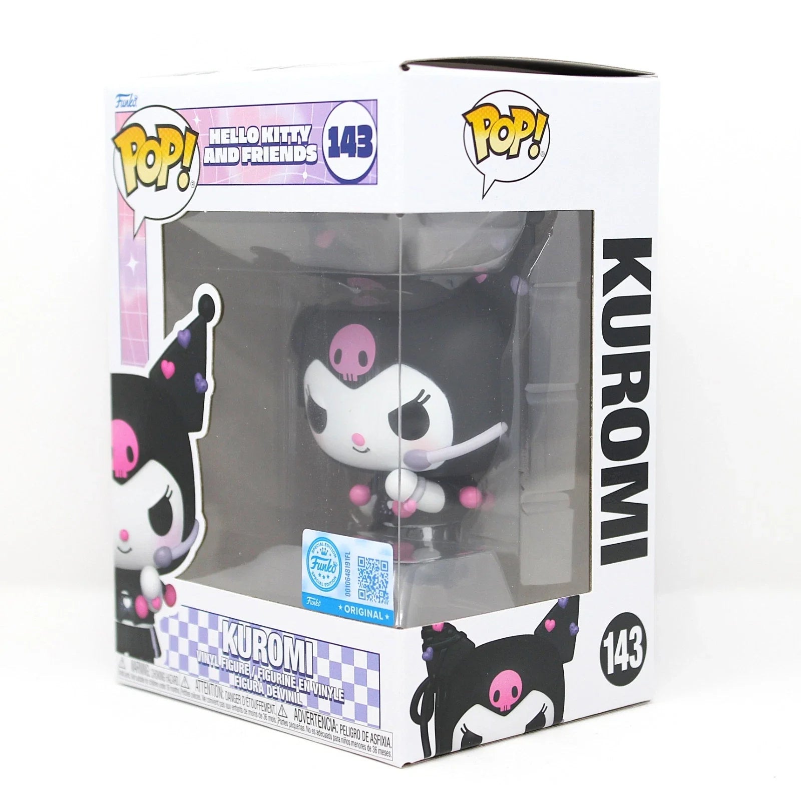 Black and pink kuroми vinyl figure in a funko pop! Box.