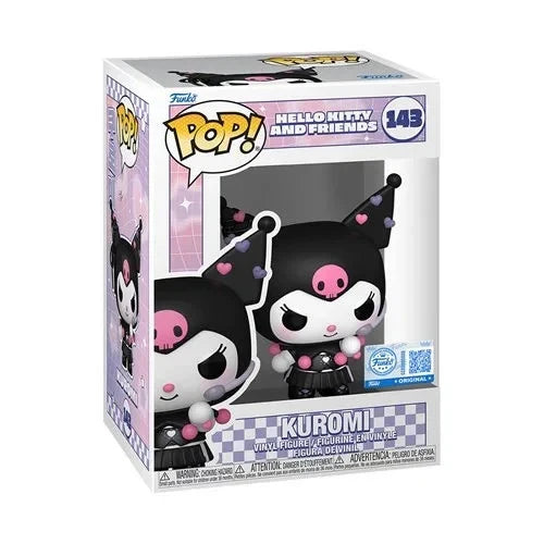 Black and pink kuruomi vinyl figure in a funko pop! Box.