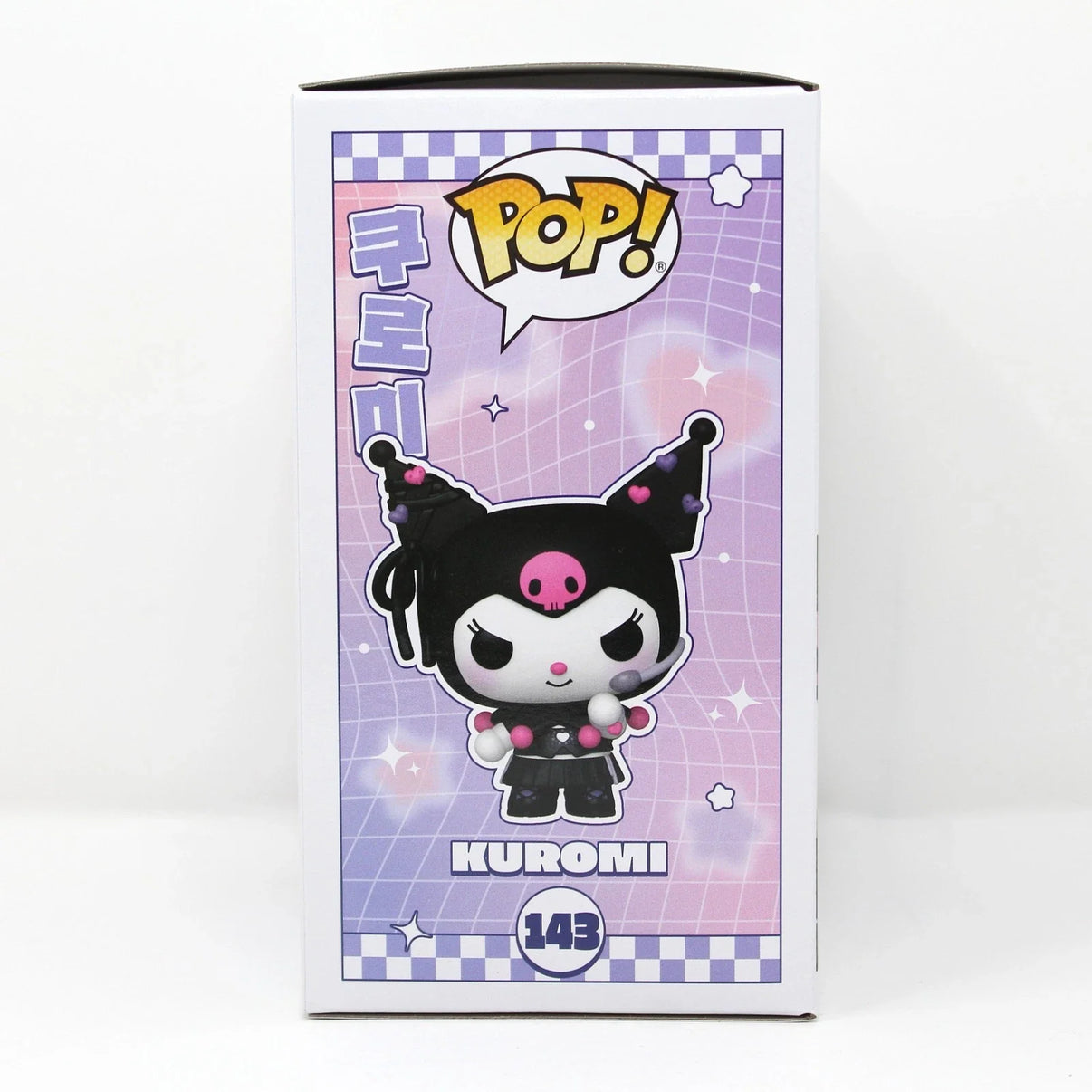 Black and pink kuromi pop! Vinyl figure in a collectible box.