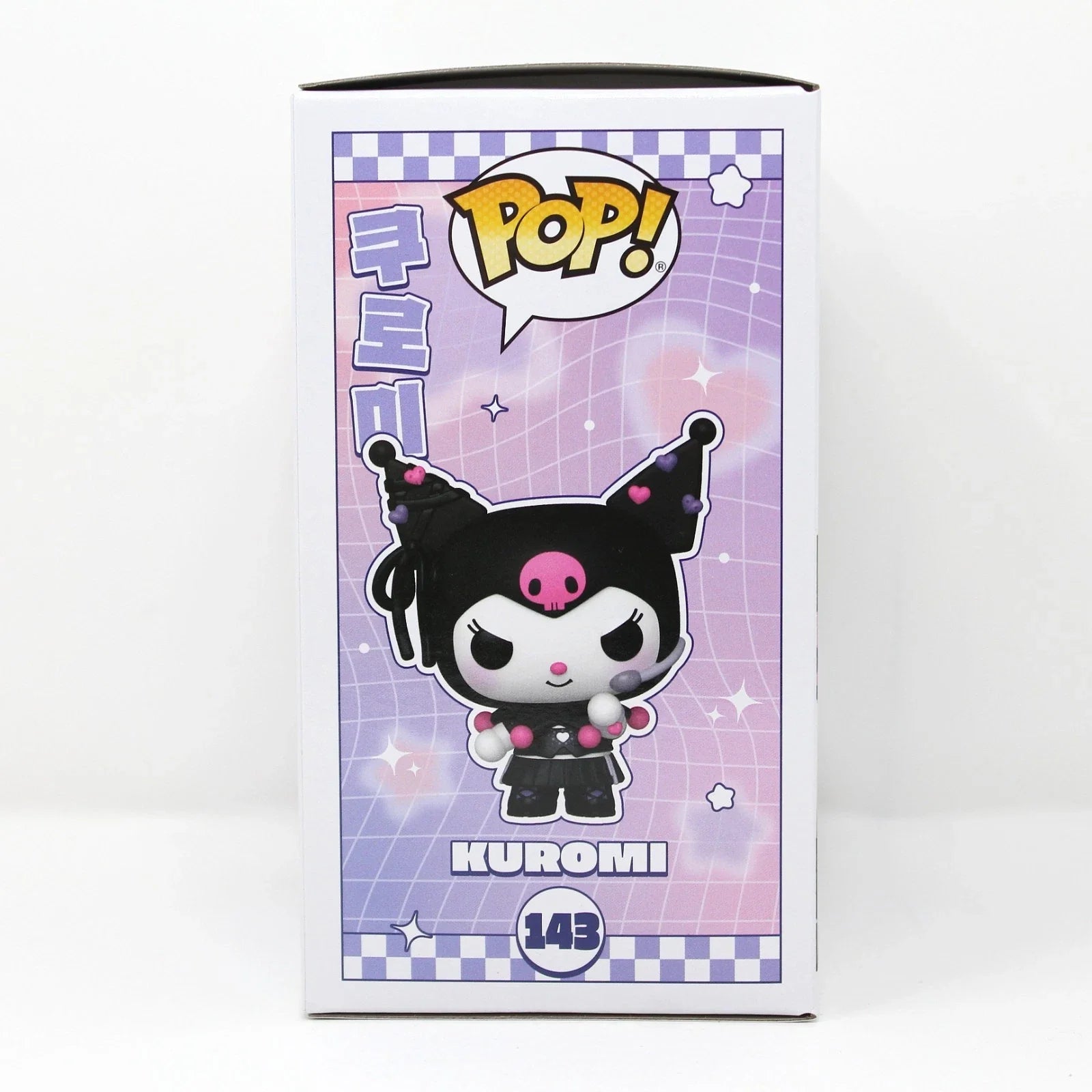 Black and pink kuromi pop! Vinyl figure in a collectible box.