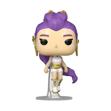 Funko pop kpop demon hunters rumi figure with purple hair gold accessories and white outfit collectible toy