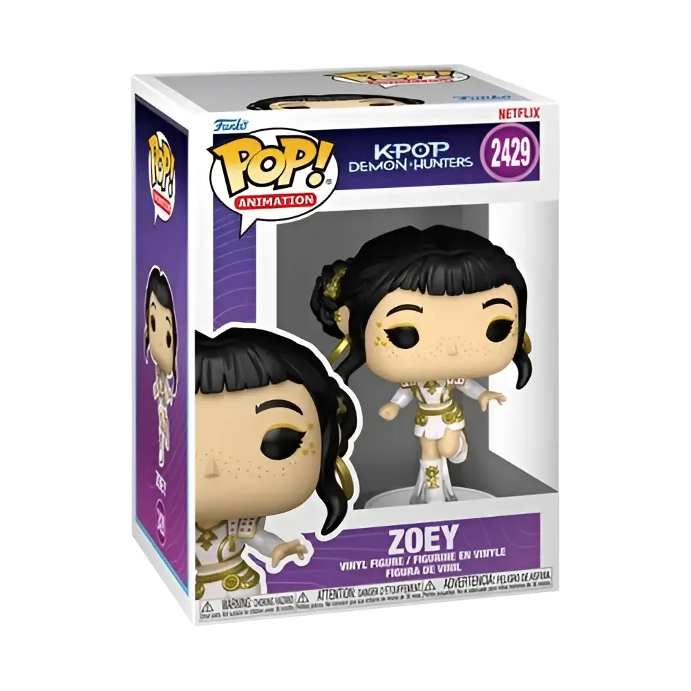 Funko Pop vinyl figure of Zoey in white and gold from kpop demon hunters animation series by netflix