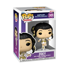 Funko Pop vinyl figure of Zoey in white and gold from kpop demon hunters animation series by netflix