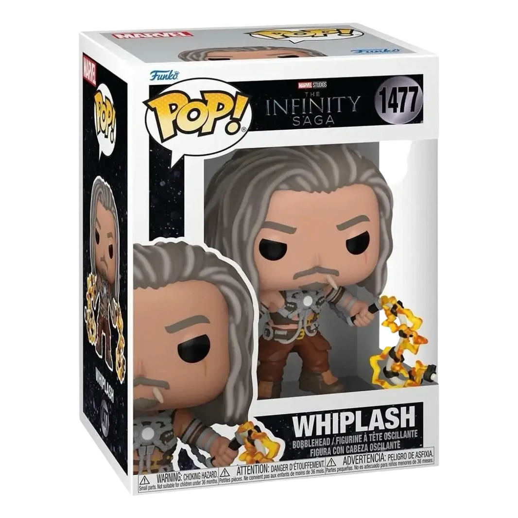 Whiplash funko pop! Vinyl figure with long gray hair, a beard, and detailed armor in brown and metallic tones.