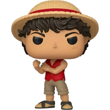Funko pop Netflix piece live action Monkey D Luffy figure wearing a tan straw hat with red band #1878