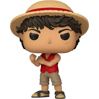 Funko pop Netflix piece live action Monkey D Luffy figure wearing a tan straw hat with red band #1878