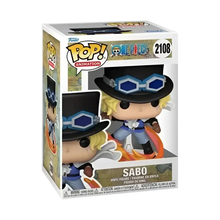Funko pop one piece sabo vinyl figure with black top hat and blue hexagonal goggles from toys and games collection