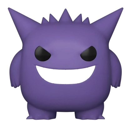 Purple Pokemon Gengar Funko Pop vinyl figure with black eyes and a wide white grin from Funko Pop Pokemon series