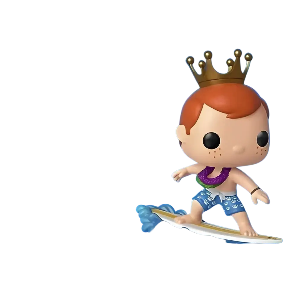 Funko pop vinyl figure of a surfer boy with reddish-brown hair wearing a gold crown in pokemon gengar series 1031