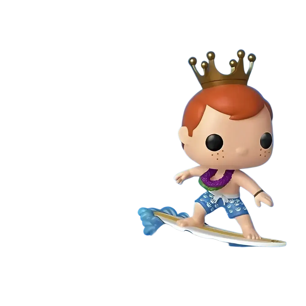 Funko pop vinyl figure of a surfer boy with reddish-brown hair wearing a gold crown in pokemon gengar series 1031