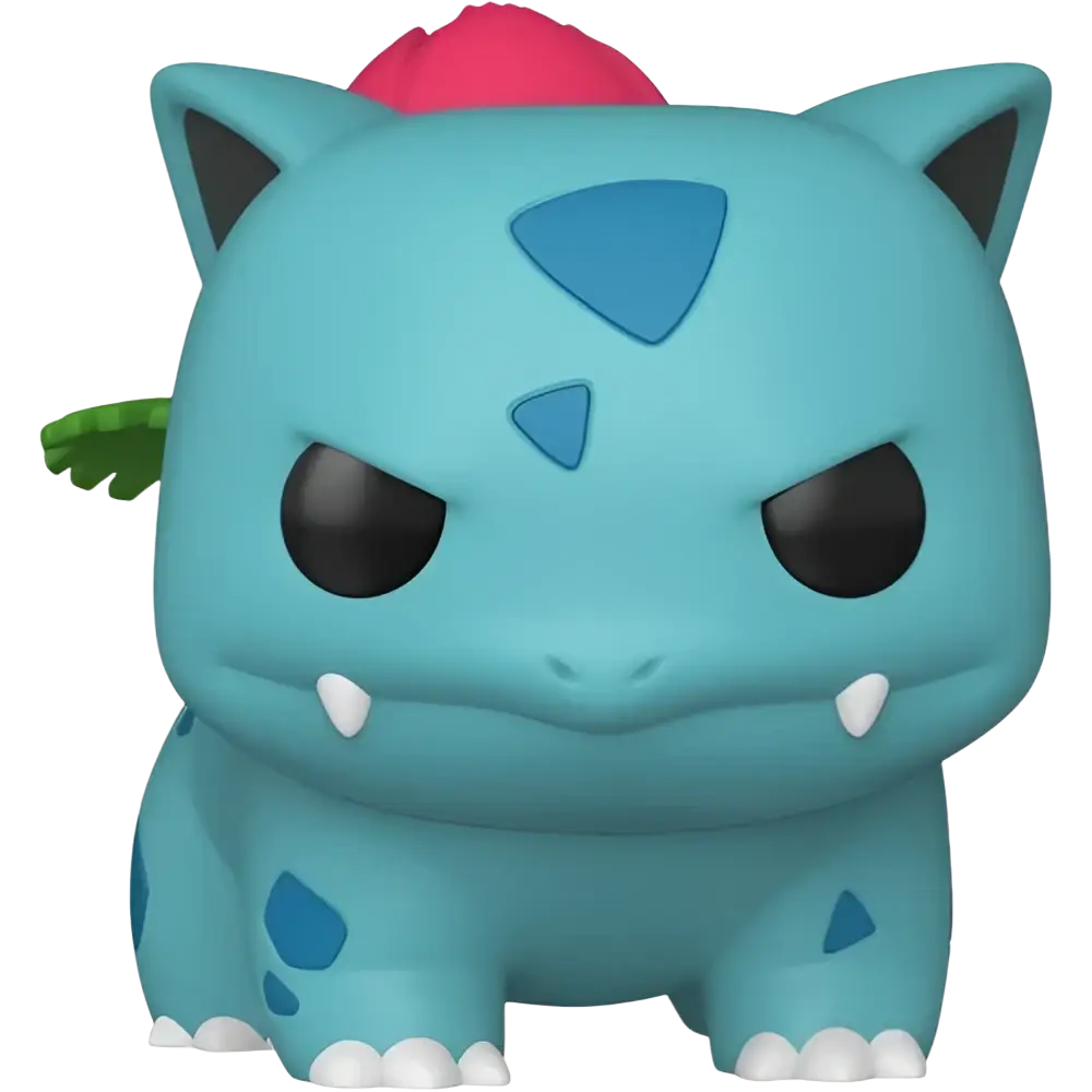 Funko Pop Pokemon Ivysaur vinyl figure in turquoise blue with pink leaf on head and green leaf on back