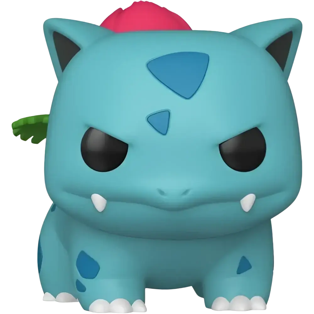 Funko Pop Pokemon Ivysaur vinyl figure in turquoise blue with pink leaf on head and green leaf on back