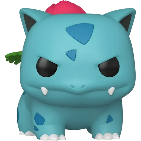 Funko Pop Pokemon Ivysaur vinyl figure in turquoise blue with pink leaf on head and green leaf on back