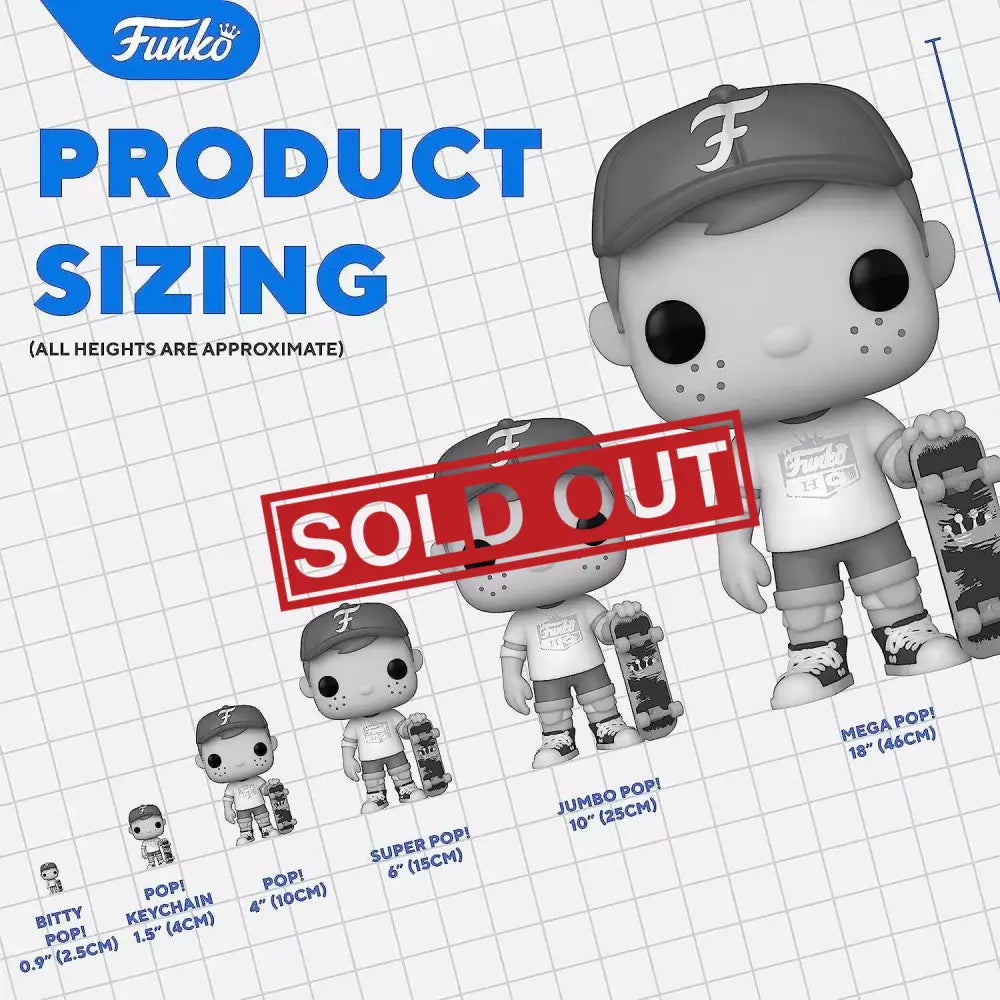 Funko Pop product sizing chart.