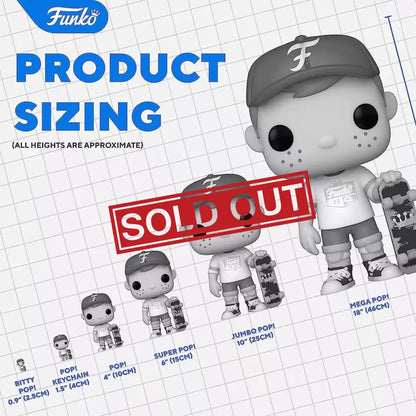 Funko Pop product sizing chart.