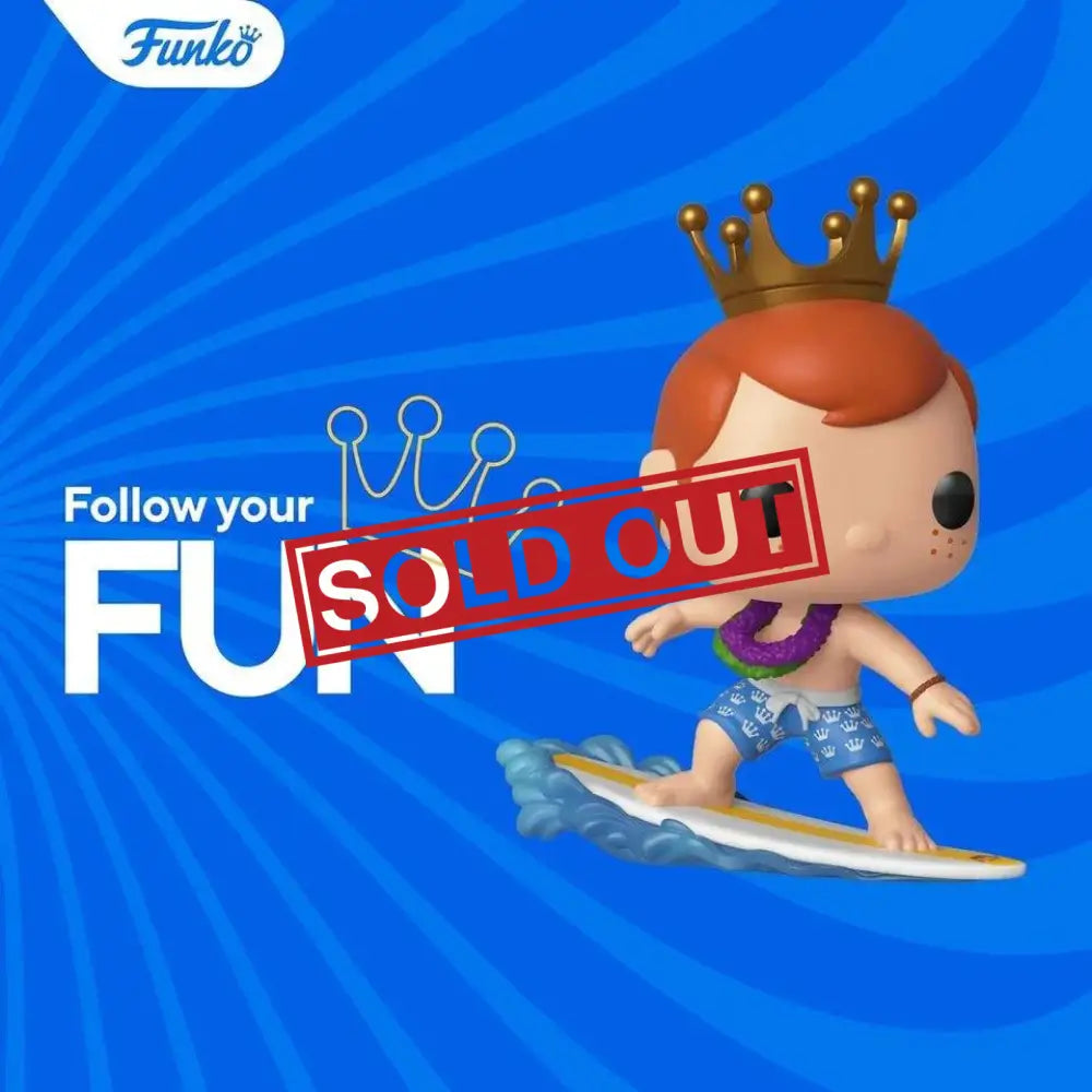 Funko Pop surfer with crown.