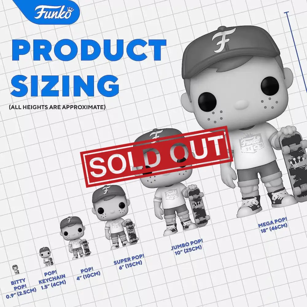 Funko Pop figure sizing chart.