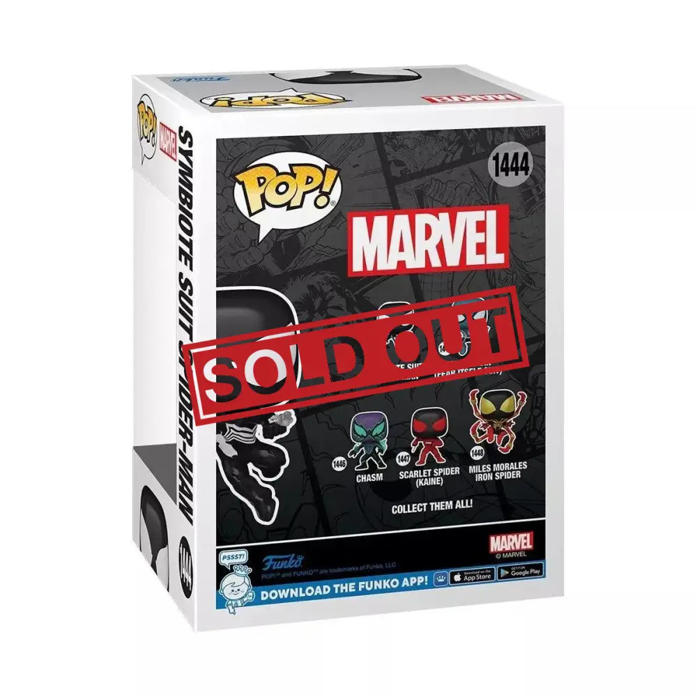 Funko Pop box for a Symbiote Suit Spider-Man figure.