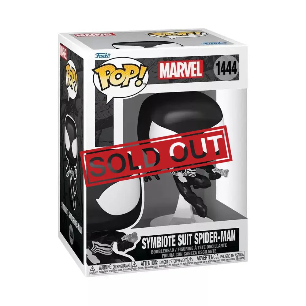 Symbiote Suit Spider-Man Funko Pop figure in box.