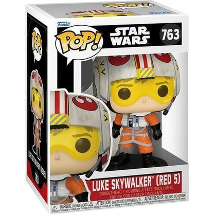 Red and white striped helmeted luke skywalker pop! Vinyl figure in orange flight suit.
