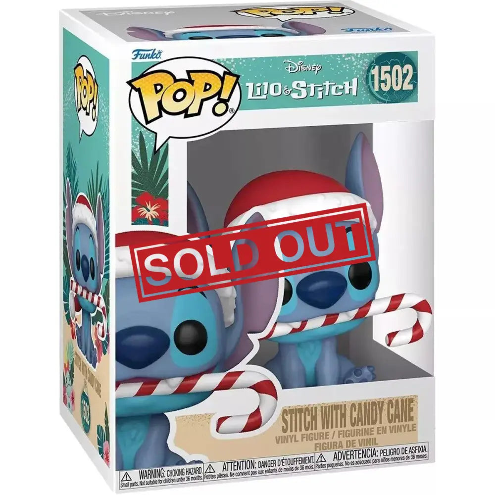 Stitch with candy cane Funko Pop figure.