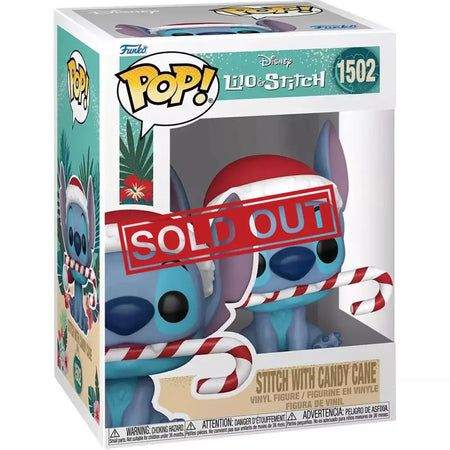 Stitch with candy cane Funko Pop figure.