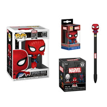 Funko Spider-Man Funko bundle box 4-pack with red and blue vinyl bobble-head figures in clear display box packaging