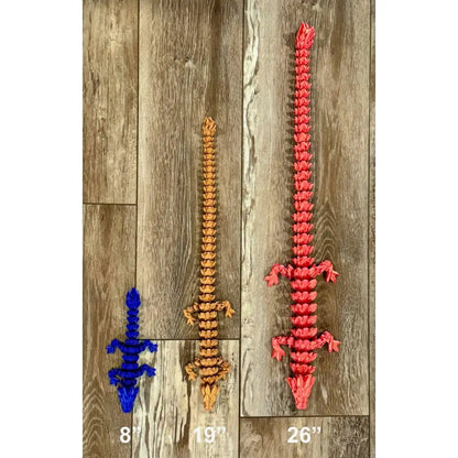 Three articulated dragon swords.