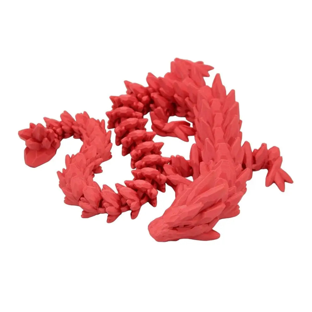 Red articulated dragon figurine.