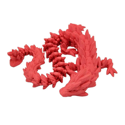 Red articulated dragon figurine.