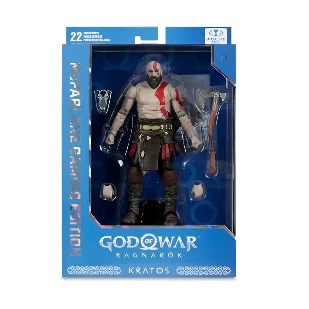 God of war kratos 7-inch scale action figure by mcfarlane gaming features a muscular build with red and black armor details