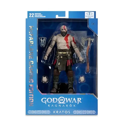 God of war kratos 7-inch scale action figure by mcfarlane gaming features a muscular build with red and black armor details