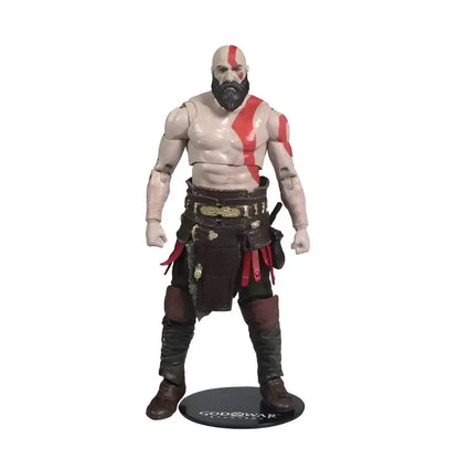 God of War Kratos 7-inch scale action figure with detailed musculature red and black markings leather-like belt and pants