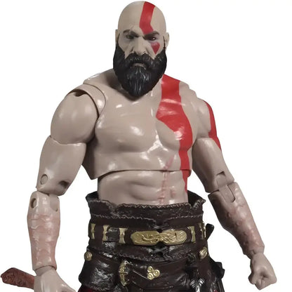 God of war kratos 7-inch scale action figure by mcfarlane gaming features muscular beige body with red markings and detailed pants