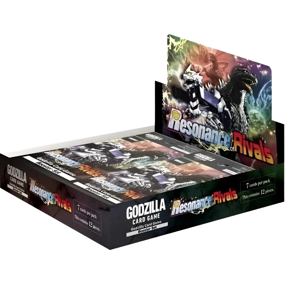 Black and colorful godzilla card game booster box featuring dynamic monster artwork for resonance rivals bp03 buy 3 promo