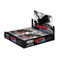 A ’SOLD OUT’ Godzilla Card Game booster pack display.