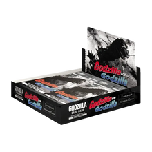 A ’SOLD OUT’ Godzilla Card Game booster pack display.