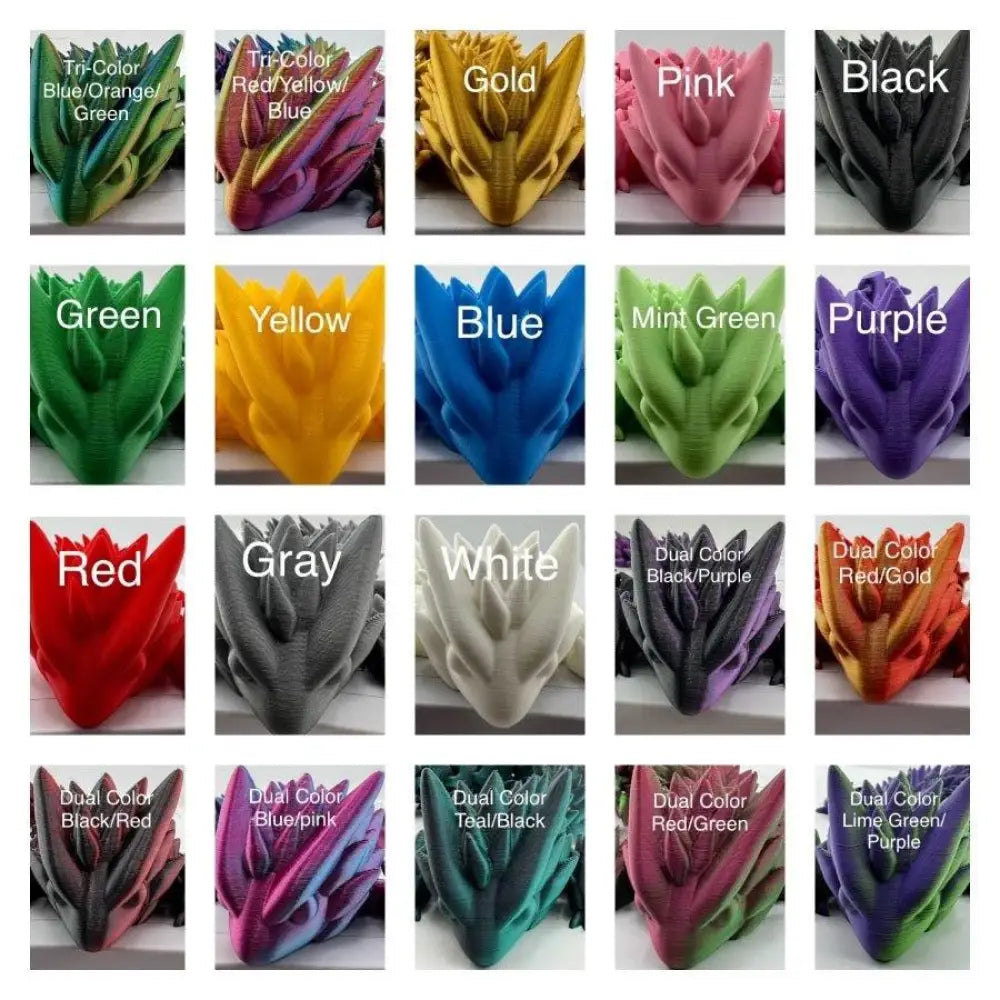 Colorful dragon head figurines.