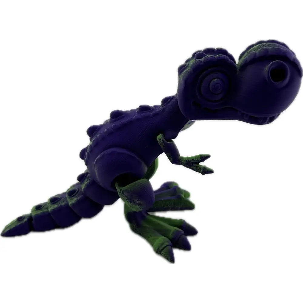 Purple and green dinosaur toy.