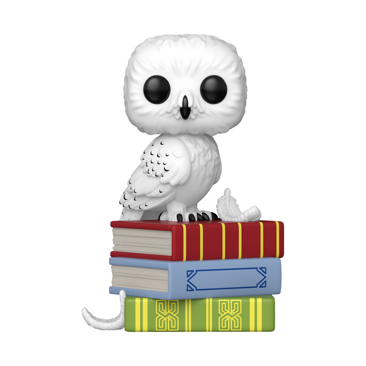 Harry Potter Hedwig on Books Funko Pop! Vinyl Figure #213, white owl on a stack of red, blue, and green books.