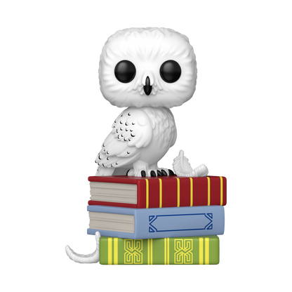 Harry Potter Hedwig on Books Funko Pop! Vinyl Figure #213, white owl on a stack of red, blue, and green books.
