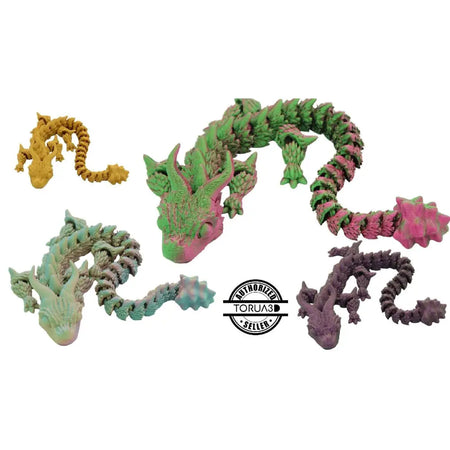Articulated dragon figurines.