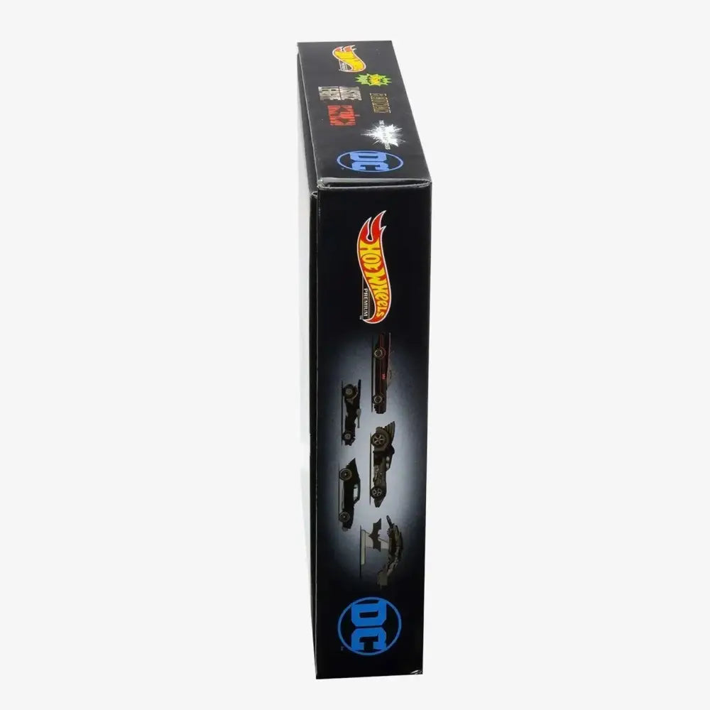 A black Hot Wheels box featuring various Batman vehicles.