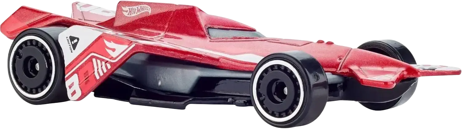 Red and black Hot Wheels formula race car toy.