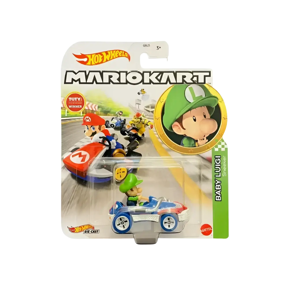 Hot wheels mario kart baby luigi toy car.