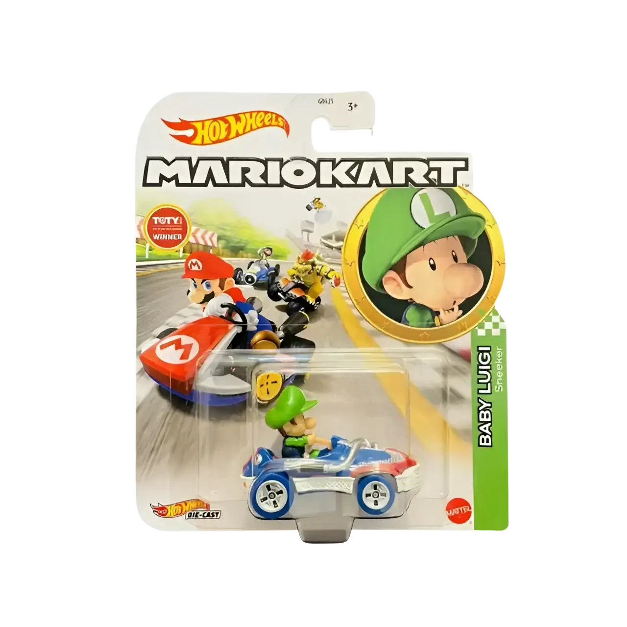 Hot wheels mario kart baby luigi toy car.